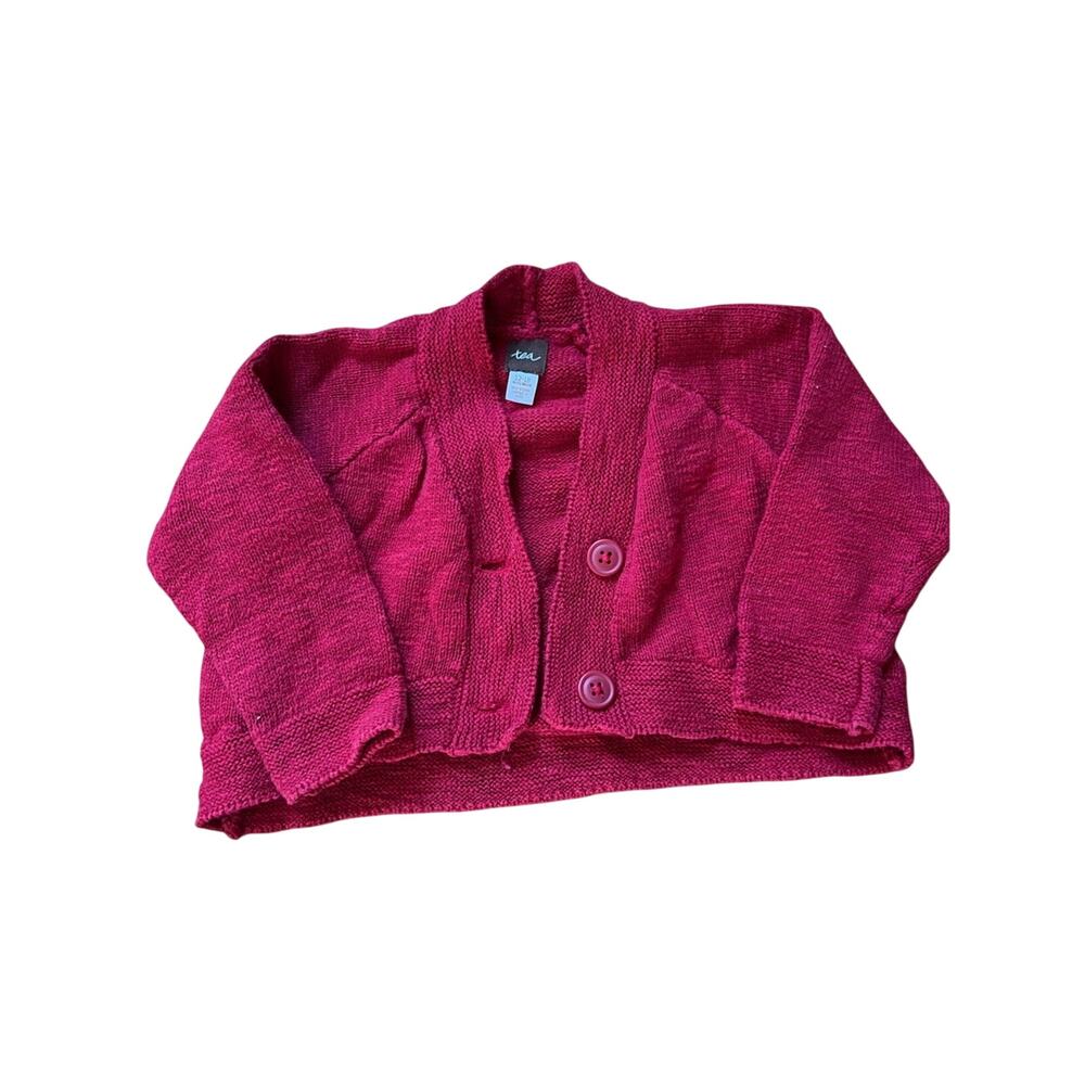 Tea Collection Cherry Red Cropped Knit Toddler Sweater | 12-18 Mo